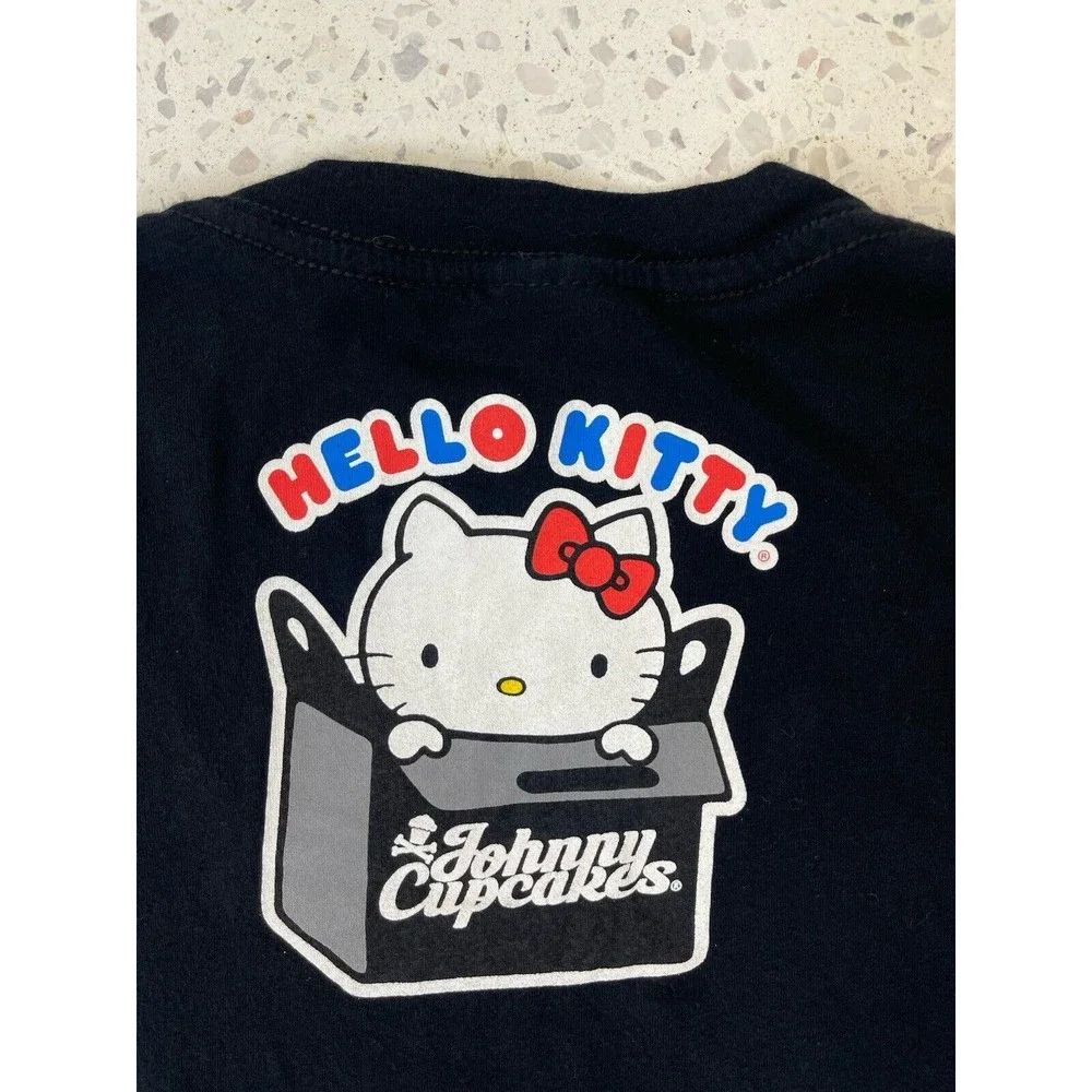Vtg Johnny Cupcakes Women Medium Black TShirt Hello Kitty Streetwear Kawaii Cute - Picture 4 of 11